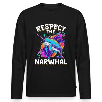 Drôle de Narval Animal Respect Le Narval - T-shirt manches longues Premium bio Homme - noir - Devant - Nico (187cm)