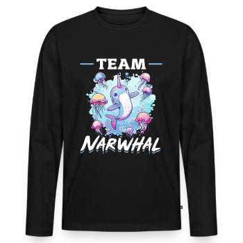 drôle narval méduse équipe animale narval - T-shirt manches longues Premium bio Homme - noir - Devant - Nico (187cm)