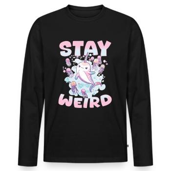 Funny Narwhal Jellyfish Animal Stay Weird - Men's Premium Organic Long Sleeve Shirt - black - Front - Nico (187cm)