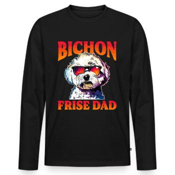 Bichon frisé Race de chien Bichon frisé Papa - T-shirt manches longues Premium bio Homme - noir - Devant - Nico (187cm)