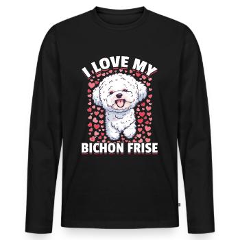 Bichon frisé Race de chien J’aime mon bichon frisé - T-shirt manches longues Premium bio Homme - noir - Devant - Nico (187cm)