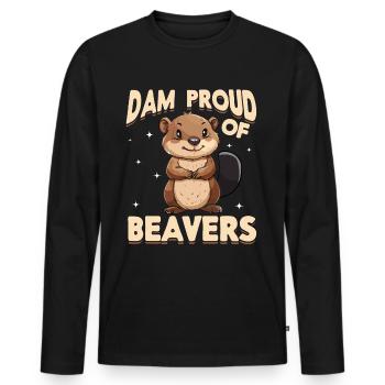 Funny Beaver Animal Dam proud of beavers - Men's Premium Organic Long Sleeve Shirt - black - Front - Nico (187cm)