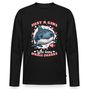 Funny Whale Shark Animal Just A Girl Who Loves - Männer Premium Bio Langarmshirt - Schwarz - Vorne - Nico (187cm)