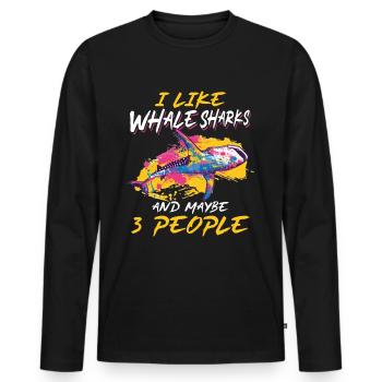 Drôle de requin-baleine animal J’aime les requins-baleines - T-shirt manches longues Premium bio Homme - noir - Devant - Nico (187cm)