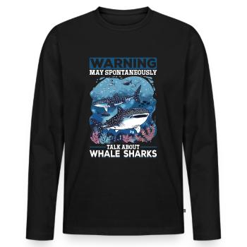 Funny Whale Shark Animal Warning May Spontaneously - Männer Premium Bio Langarmshirt - Schwarz - Vorne - Nico (187cm)