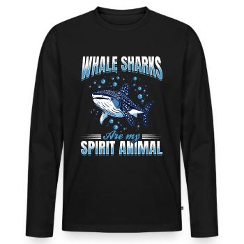 Funny Animal Whale Sharks are my spirit animal - Männer Premium Bio Langarmshirt - Schwarz - Vorne - Nico (187cm)