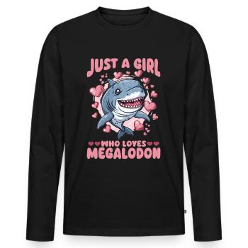Requin Animal Juste Une Fille Qui Aime Les Mégalodons - T-shirt manches longues Premium bio Homme - noir - Devant - Nico (187cm)
