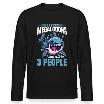 Requin Animal J’aime les mégalodons et peut-être 3 personnes - T-shirt manches longues Premium bio Homme - noir - Devant - Nico (187cm)