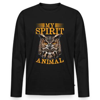 Funny Owl Nocturnal Bird Animal my spirit animal - Männer Premium Bio Langarmshirt - Schwarz - Vorne - Nico (187cm)