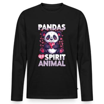 Funny Panda Animal Pandas are my spirit animal - Men's Premium Organic Long Sleeve Shirt - black - Front - Nico (187cm)