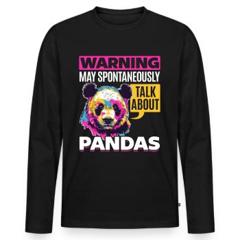 Funny Panda Animal Warning May Spontaneously - Men's Premium Organic Long Sleeve Shirt - black - Front - Nico (187cm)