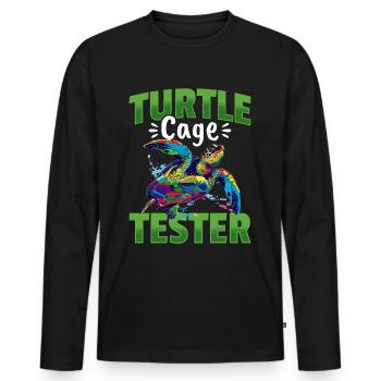 Funny Sea Turtle Animal Turtle Cage Tester - Männer Premium Bio Langarmshirt - Schwarz - Vorne - Nico (187cm)