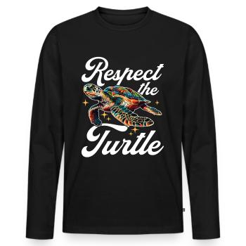 Funny Sea Turtle Animal Respect the Turtle - Männer Premium Bio Langarmshirt - Schwarz - Vorne - Nico (187cm)
