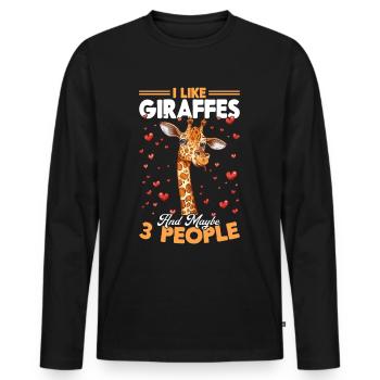 Giraffe Animal I Like Giraffes And Maybe 3 People - Männer Premium Bio Langarmshirt - Schwarz - Vorne - Nico (187cm)
