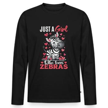Funny Zebra Animal Just A Girl Who Loves Zebras - Men's Premium Organic Long Sleeve Shirt - black - Front - Nico (187cm)