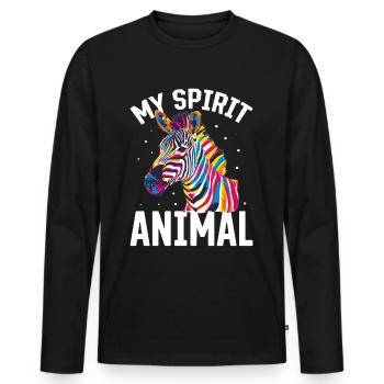 Funny Zebra Animal my spirit animal - Men's Premium Organic Long Sleeve Shirt - black - Front - Nico (187cm)
