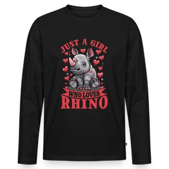 Rhinozeros Animal Just A Girl Who Loves Rhinos - Männer Premium Bio Langarmshirt - Schwarz - Vorne - Nico (187cm)