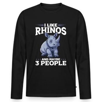 Rhinozeros Animal I Like Rhinos And Maybe 3 People - Männer Premium Bio Langarmshirt - Schwarz - Vorne - Nico (187cm)