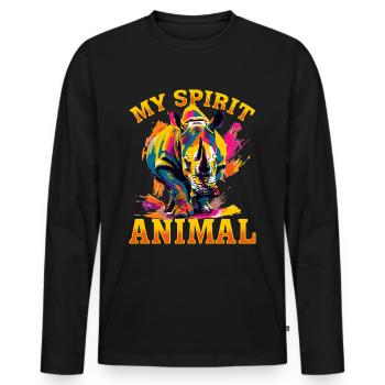 Funny Rhino Rhino Animal my spirit animal - Men's Premium Organic Long Sleeve Shirt - black - Front - Nico (187cm)