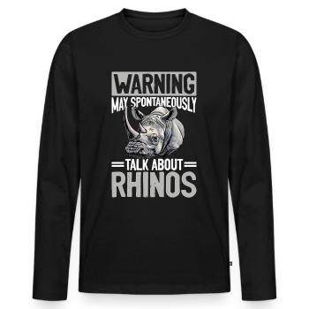 Avertissement d’animal rhinocéros drôle - T-shirt manches longues Premium bio Homme - noir - Devant - Nico (187cm)