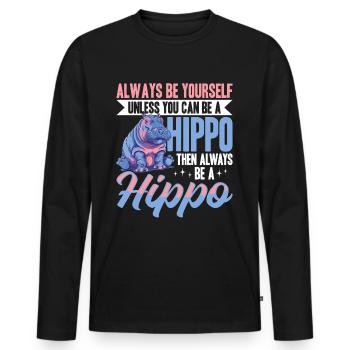 Drôle d’hippopotame hippopotame animal toujours être soi-même - T-shirt manches longues Premium bio Homme - noir - Devant - Nico (187cm)