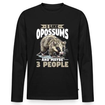 Opossum Animal I Like Opossums And Maybe 3 People - Männer Premium Bio Langarmshirt - Schwarz - Vorne - Nico (187cm)