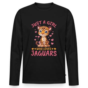 Drôle d’animal jaguar juste une fille qui aime les jaguars - T-shirt manches longues Premium bio Homme - noir - Devant - Nico (187cm)