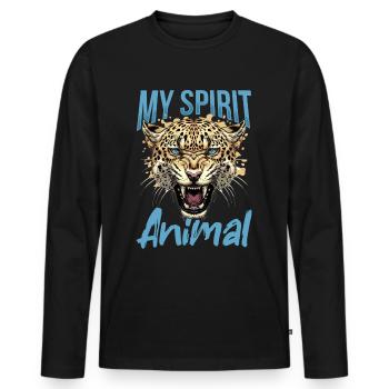 Drôle de Jaguar Animal mon animal spirituel - T-shirt manches longues Premium bio Homme - noir - Devant - Nico (187cm)