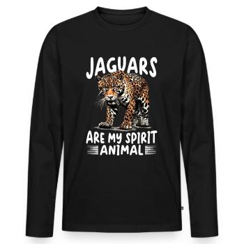 Drôle d’animal Jaguar Les jaguars sont mon animal spirituel - T-shirt manches longues Premium bio Homme - noir - Devant - Nico (187cm)