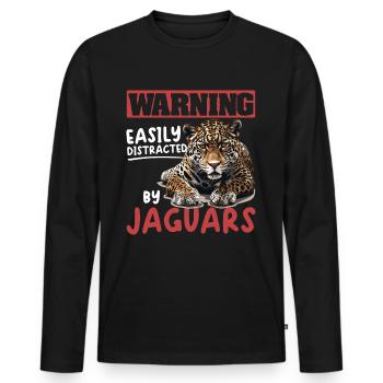 L’avertissement des animaux Jaguar est facilement distrait par les jaguars - T-shirt manches longues Premium bio Homme - noir - Devant - Nico (187cm)
