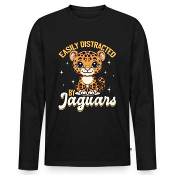 Drôle d’animal jaguar facilement distrait par les jaguars - T-shirt manches longues Premium bio Homme - noir - Devant - Nico (187cm)