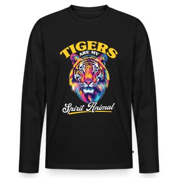 Funny Tiger Animal Tigers are my spirit animal - Men's Premium Organic Long Sleeve Shirt - black - Front - Nico (187cm)