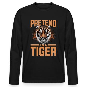 Funny Tiger Animal Pretend I'm A Tiger - Men's Premium Organic Long Sleeve Shirt - black - Front - Nico (187cm)