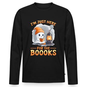 Funny Teacher Halloween Ghost Reading Book - Männer Premium Bio Langarmshirt - Schwarz - Vorne - Nico (187cm)
