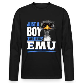 Drôle d’émeu animal juste un garçon qui aime les émeus - T-shirt manches longues Premium bio Homme - noir - Devant - Nico (187cm)