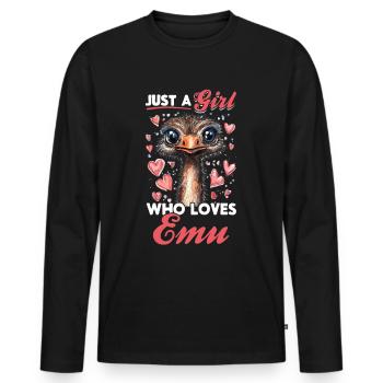 Drôle d’émeu animal juste une fille qui aime les émeus - T-shirt manches longues Premium bio Homme - noir - Devant - Nico (187cm)