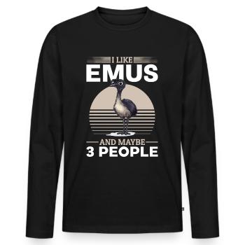 Drôle d’émeu animal j’aime les émeus et peut-être 3 personnes - T-shirt manches longues Premium bio Homme - noir - Devant - Nico (187cm)