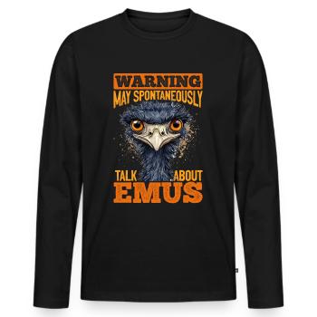 Avertissement animal émeu peut parler spontanément de - T-shirt manches longues Premium bio Homme - noir - Devant - Nico (187cm)