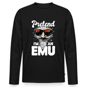Drôle d’émeu animal faire semblant d’être un émeu - T-shirt manches longues Premium bio Homme - noir - Devant - Nico (187cm)