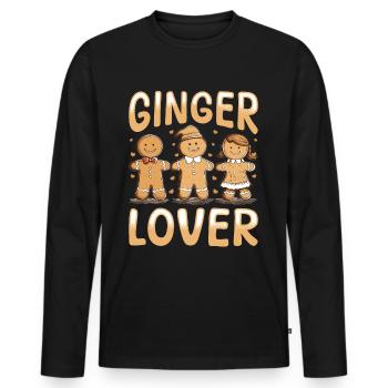 Drôle de Noël pain d’épice Ginger Lover - T-shirt manches longues Premium bio Homme - noir - Devant - Nico (187cm)