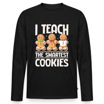 Christmas Gingerbread I Teach The Smartest Cookies - Men's Premium Organic Long Sleeve Shirt - black - Front - Nico (187cm)