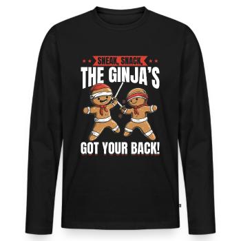 Funny Christmas Gingerbread Sneak - Men's Premium Organic Long Sleeve Shirt - black - Front - Nico (187cm)