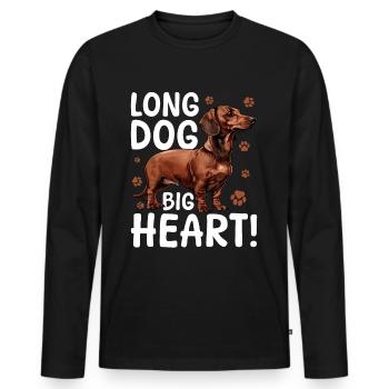 Teckel Doxie Wiener Chien Chien long, grand cœur ! - T-shirt manches longues Premium bio Homme - noir - Devant - Nico (187cm)