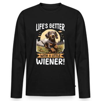 Drôle de teckel Doxie Wiener - T-shirt manches longues Premium bio Homme - noir - Devant - Nico (187cm)