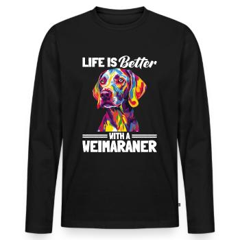 La vie du chien de Braque de Weimar est meilleure avec un braque de Weimar - T-shirt manches longues Premium bio Homme - noir - Devant - Nico (187cm)