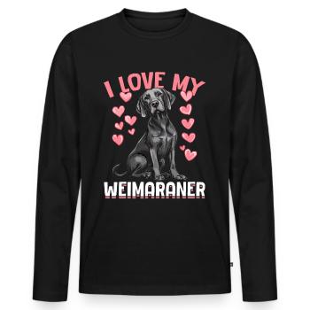 Drôle de chien de Braque de Weimar, j’adore mon braque de Weimar - T-shirt manches longues Premium bio Homme - noir - Devant - Nico (187cm)