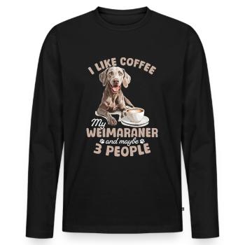 Drôle de chien de Braque de Weimar J’aime le café mon Braque de Weimar - T-shirt manches longues Premium bio Homme - noir - Devant - Nico (187cm)