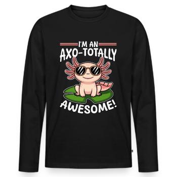 Drôle d’axolotl kawaii je suis un axo-totalement génial ! - T-shirt manches longues Premium bio Homme - noir - Devant - Nico (187cm)
