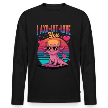 Drôle Axolotl Kawaii je Axo-lot-love toi ! - T-shirt manches longues Premium bio Homme - noir - Devant - Nico (187cm)