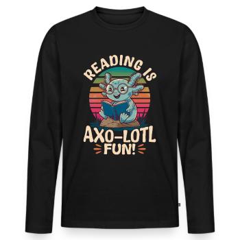 Livres Axolotl drôles La lecture kawaii est amusante - T-shirt manches longues Premium bio Homme - noir - Devant - Nico (187cm)